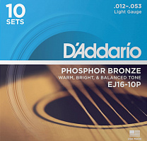 EJ16-10P Phosphor Bronze     ., 10 , 12-53, D'Addario