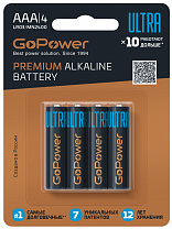 00-00026396 Ultra   LR03 AAA Alkaline 1.5, 4, GoPower