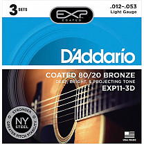 EXP11-3D Coated 80/20    , Light, 12-53, 3 ,  D'Addario