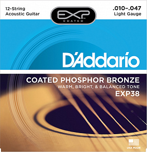 EXP38 Coated Phosphor Bronze    12- , /, Light, 10-47, D'Addario